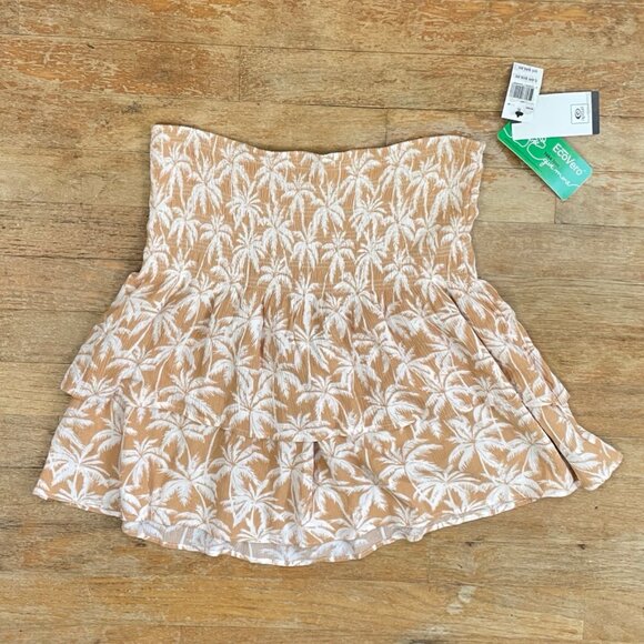 Rip Curl Outfit Set Size XL NEW Crop Top Mini Skirt Smocked Stretch Palm Tree - Picture 9 of 10